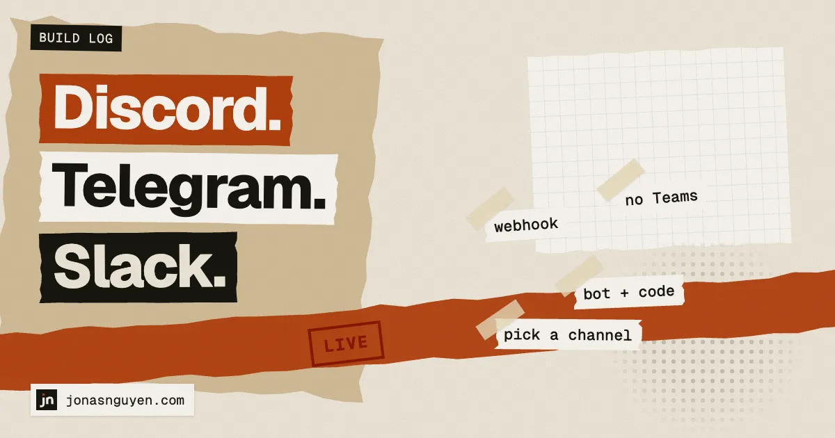 Collage illustration: “Discord. Telegram. Slack.”