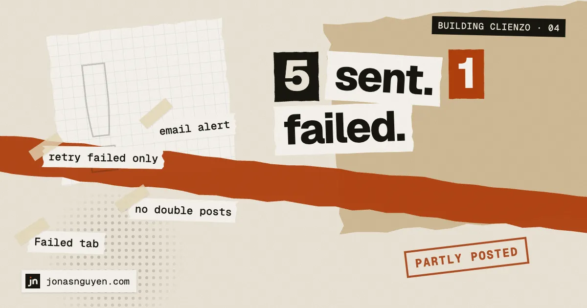 Collage illustration: “5 sent. 1 failed.”